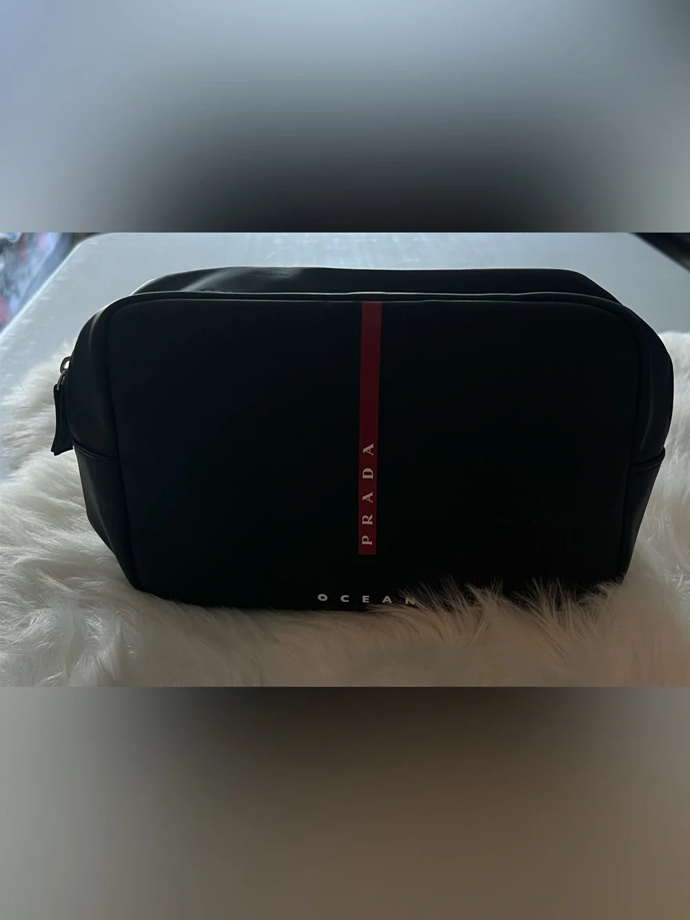Prada Luna Rossa Ocean Black travel pouch Toiletry Bag